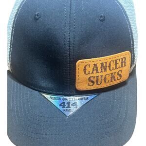 Cancer Sucks Classic Trucker Hat Black and White Mesh